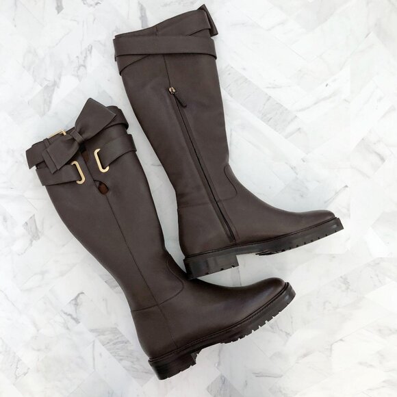 NWT VALENTINO GARAVANi Bowrap Knee-High Brown Boot Size 37/6.5 - Picture 5 of 13